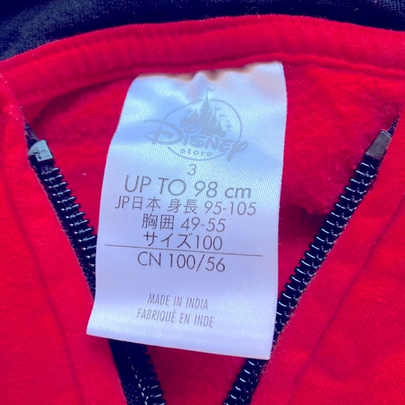 DISNEY Mickey Mouse Hooded Sweatshirt Zip Front Boy Girl Size 3 - Picture 3 of 4